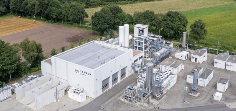 Aerial view of Hy2Gen’s hydrogen and e-methane production facility in Werlte, Germany, certified under the CertifHy EU RFNBO Scheme